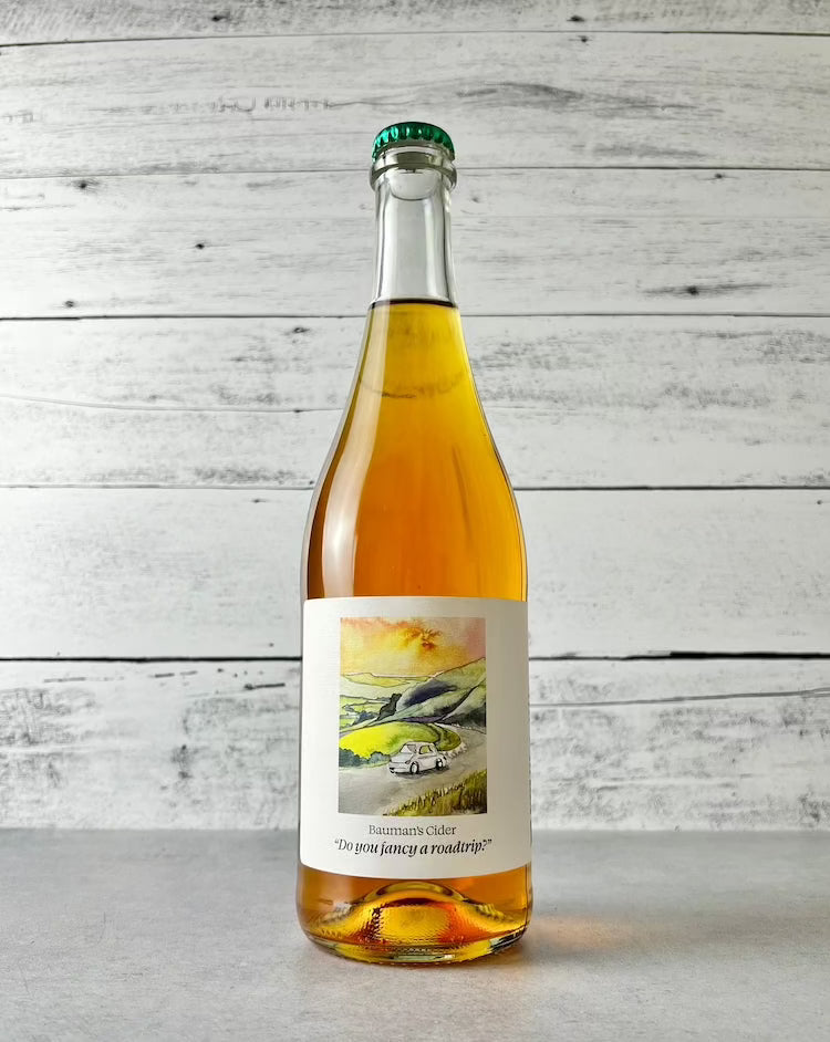 750 mL bottle of Bauman's Cider "Do you fancy a roadtrip?"