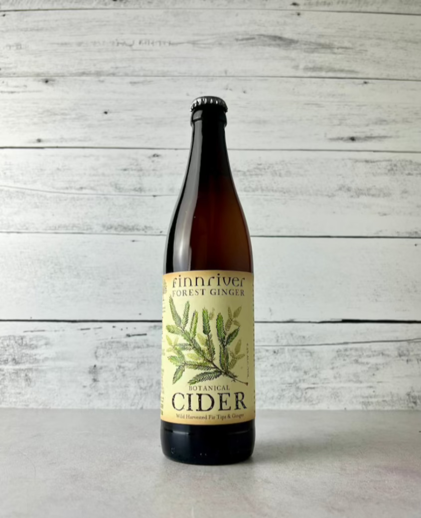 500 mL bottle of Finnriver Forest Ginger - Botanical Cider - Wild Harvested Fir Tips and Ginger
