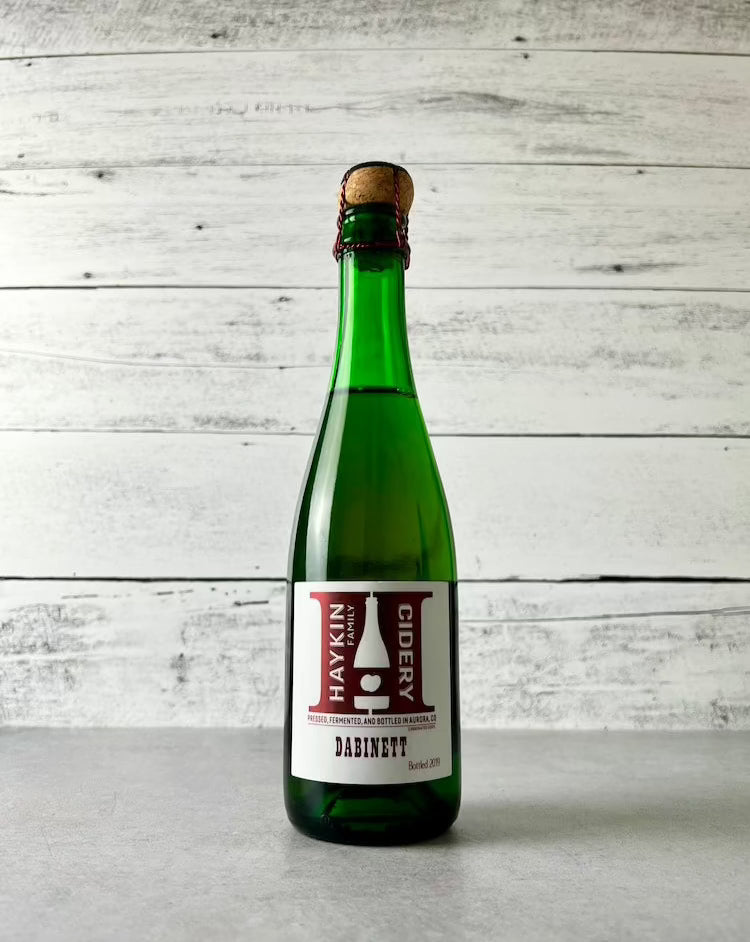 375 mL bottle of Haykin Family Cidery Dabinett cider