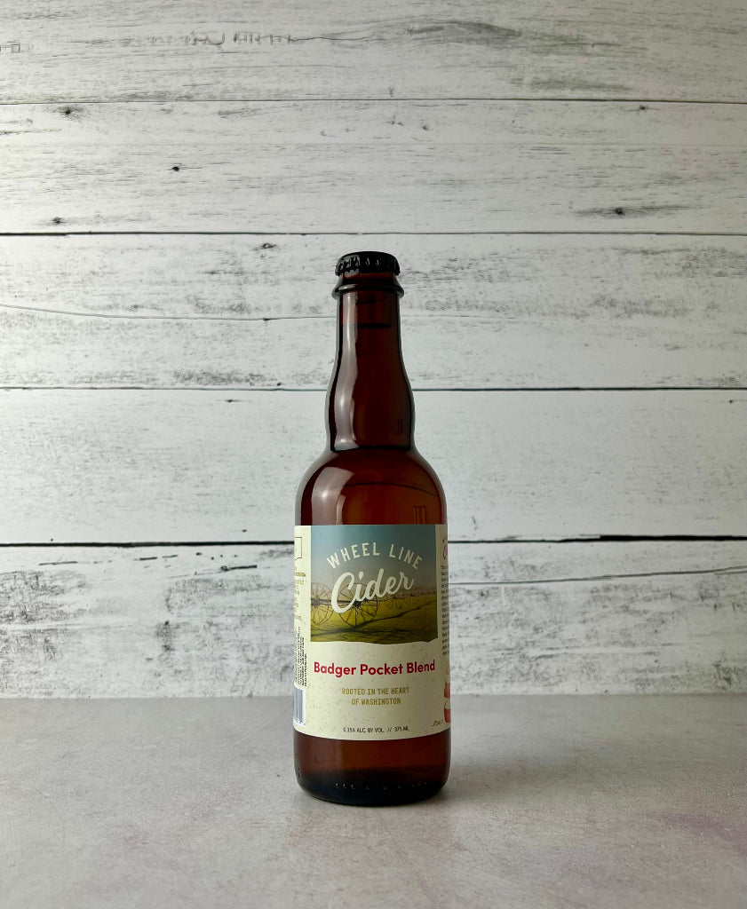 375 mL bottle of Wheel Line Cider Badger Pocket Blend - Rooted in the Heart of Washington