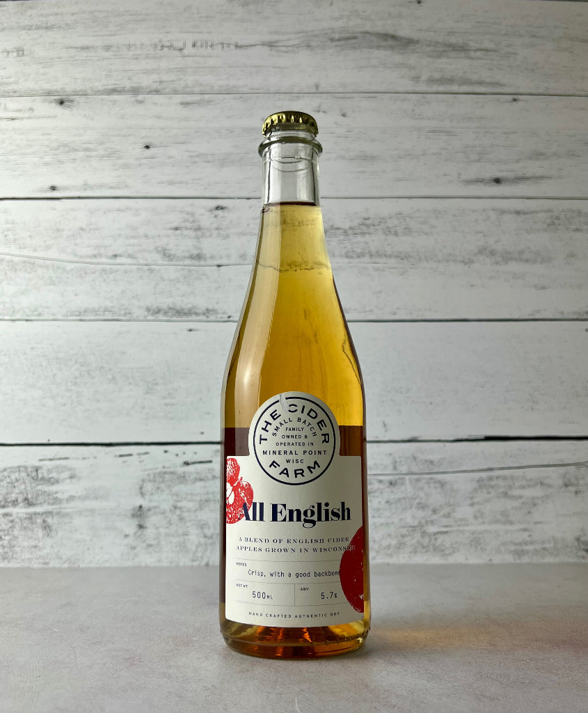500 mL bottle of The Cider Farm All English - A Blend of English Cider Apples Grown in Wisconsin