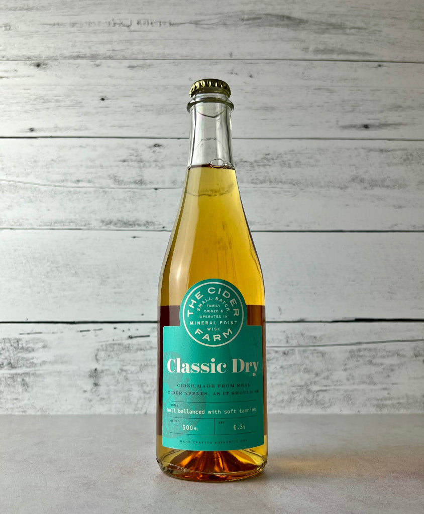 500 mL bottle of The Cider Farm Classic Dry - Cider Made From Real Cider Apples as It Should Be | Well balanced with soft tannins