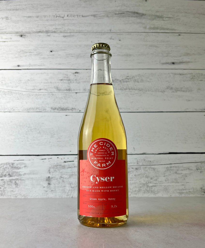 500 mL bottle of The Cider Farm Cyser - Smooth and mellow because it's made with honey