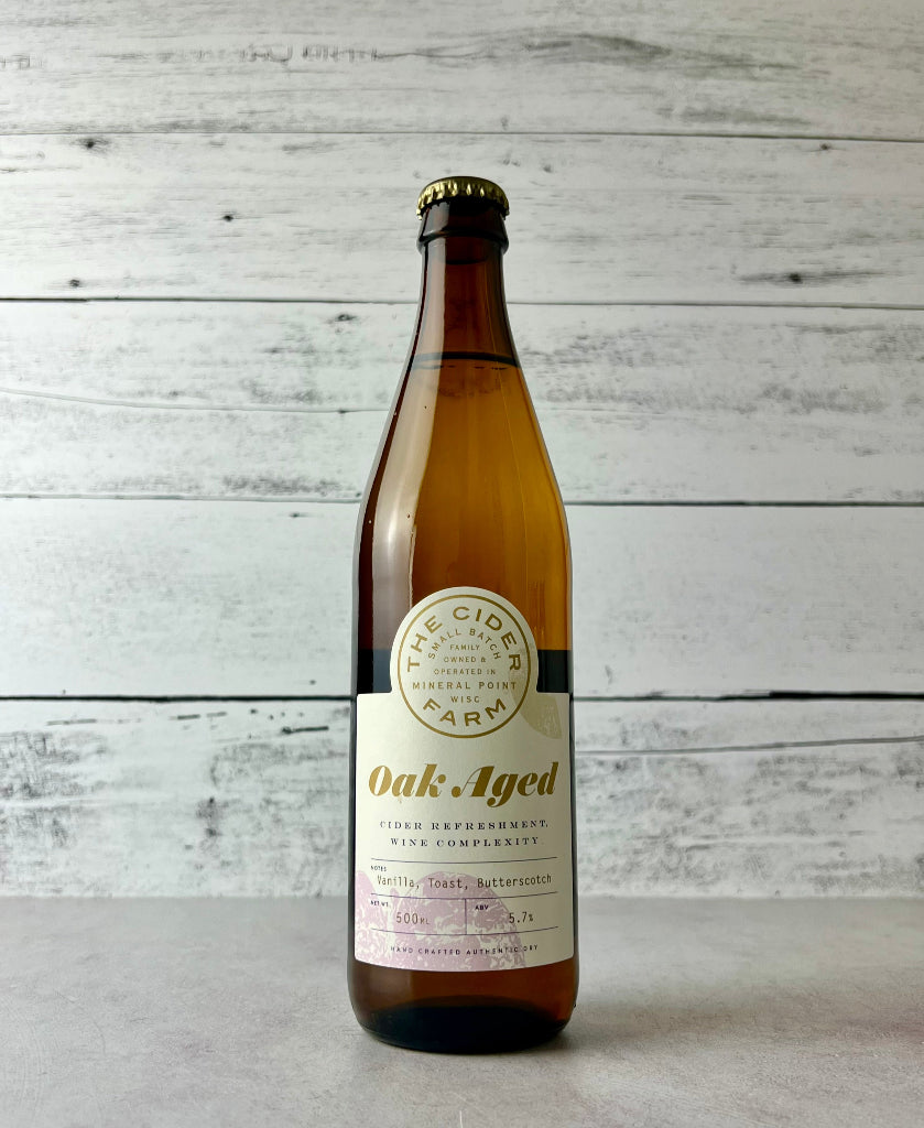 500 mL bottle of The Cider Farm Oak Aged - Cider Refreshment Wine Complexity