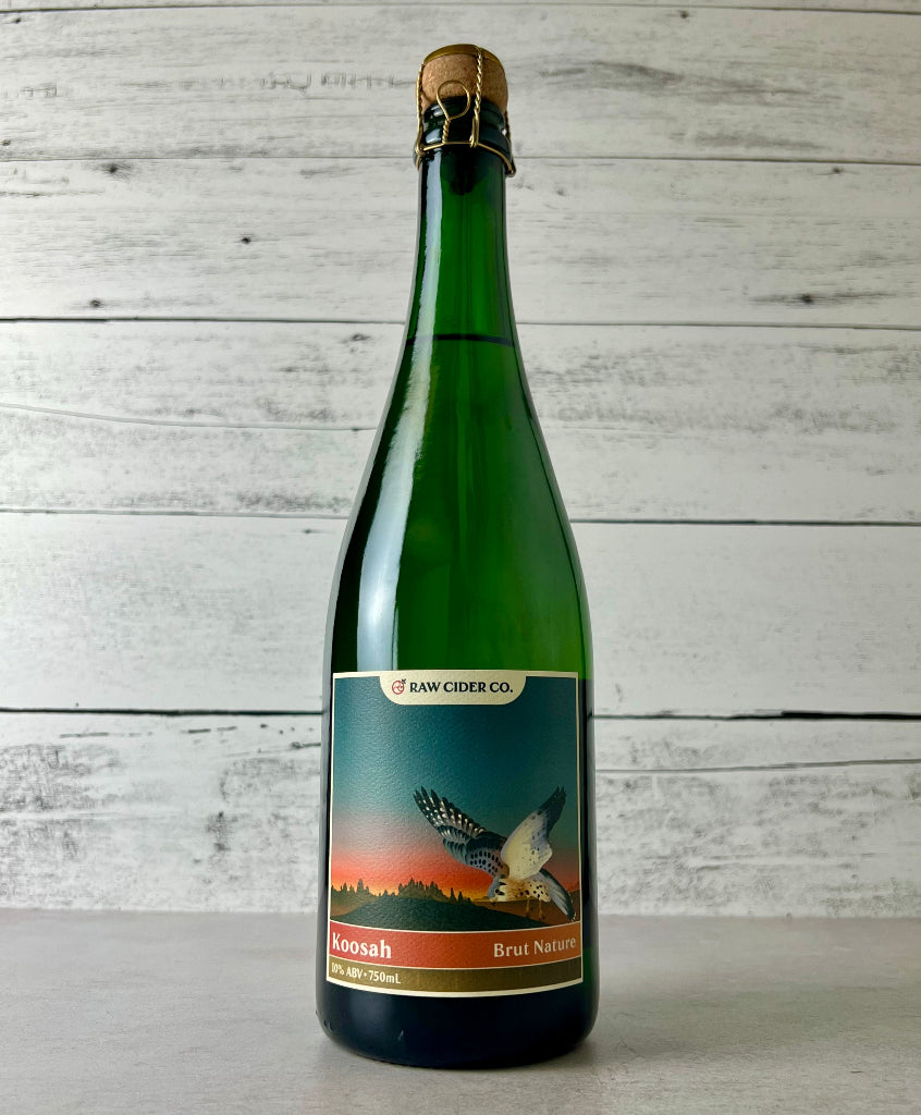 Photo of a 750 mL bottle of RAW Cider Co. Koosah Brut Nature Cider
