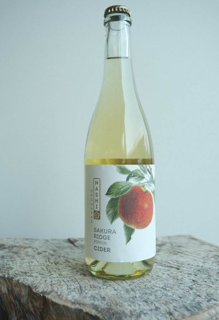 750 mL bottle of Nashi Orchards Sakura Ridge Pippin Cider