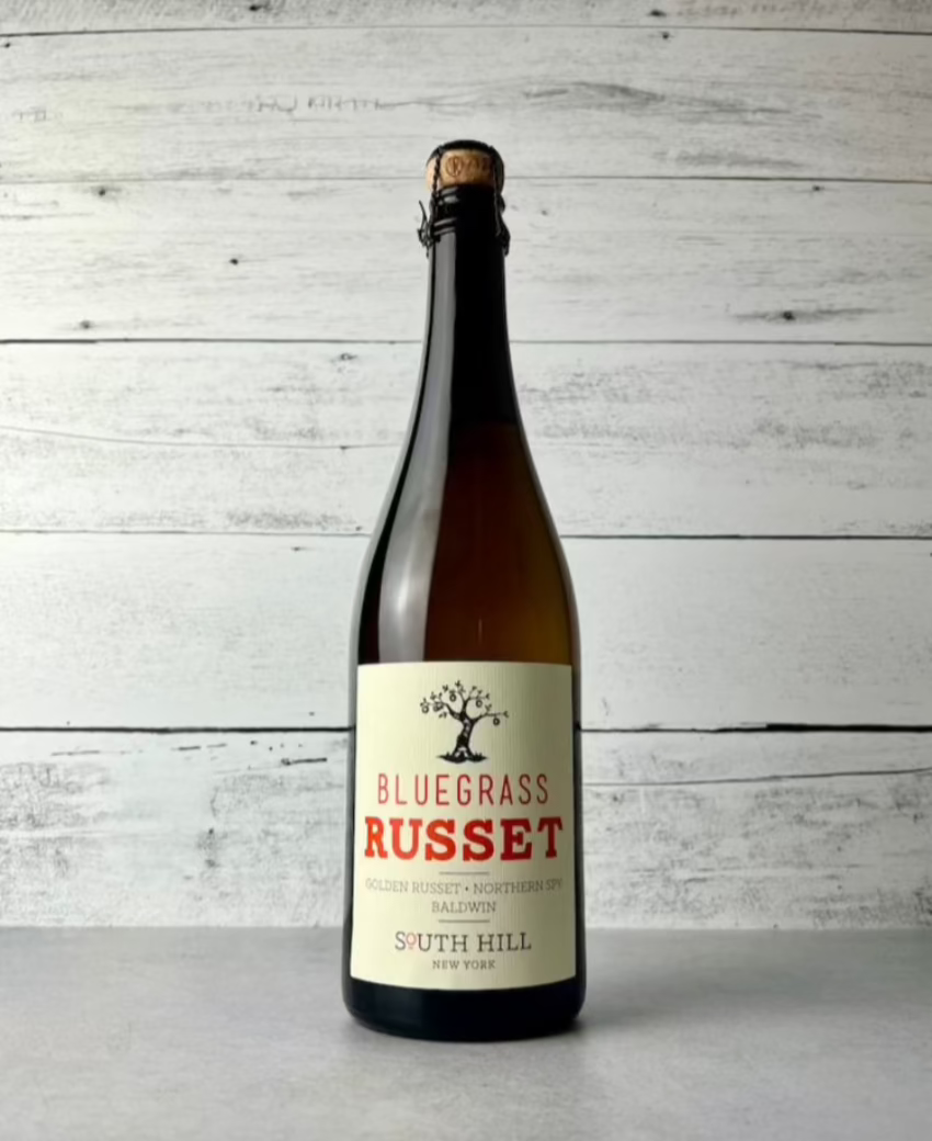 750 mL bottle of South Hill Cider Bluegrass Russet - Golden Russet - Northern Spy - Baldwin