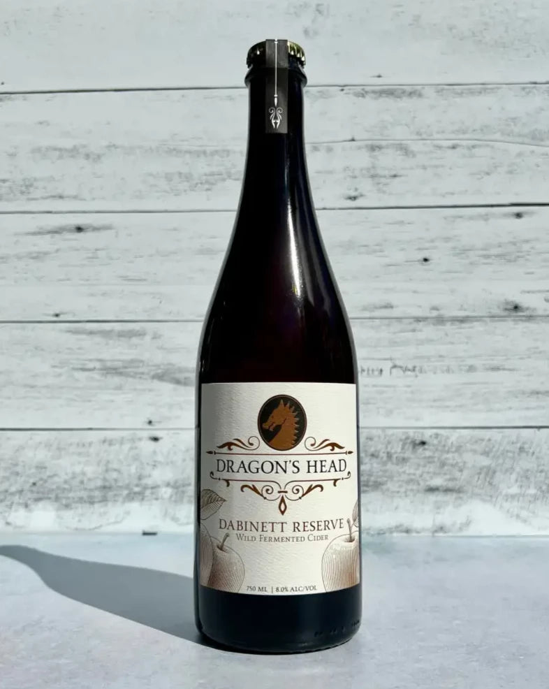 750 mL bottle of Dragon's Head Dabinett Reserve Cider