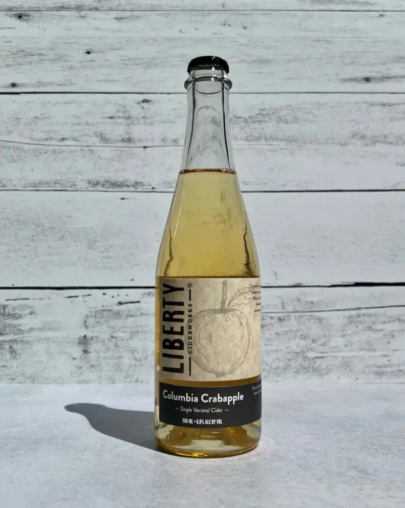 500 mL bottle of Liberty Ciderworks Columbia Crabapple Single Varietal Cider