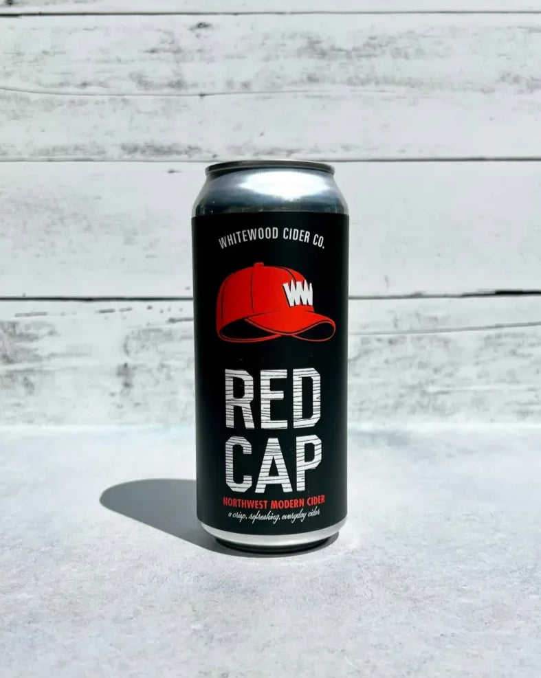 16 oz can of Whitewood Cider Co. Red Cap - Northwest Modern Cider