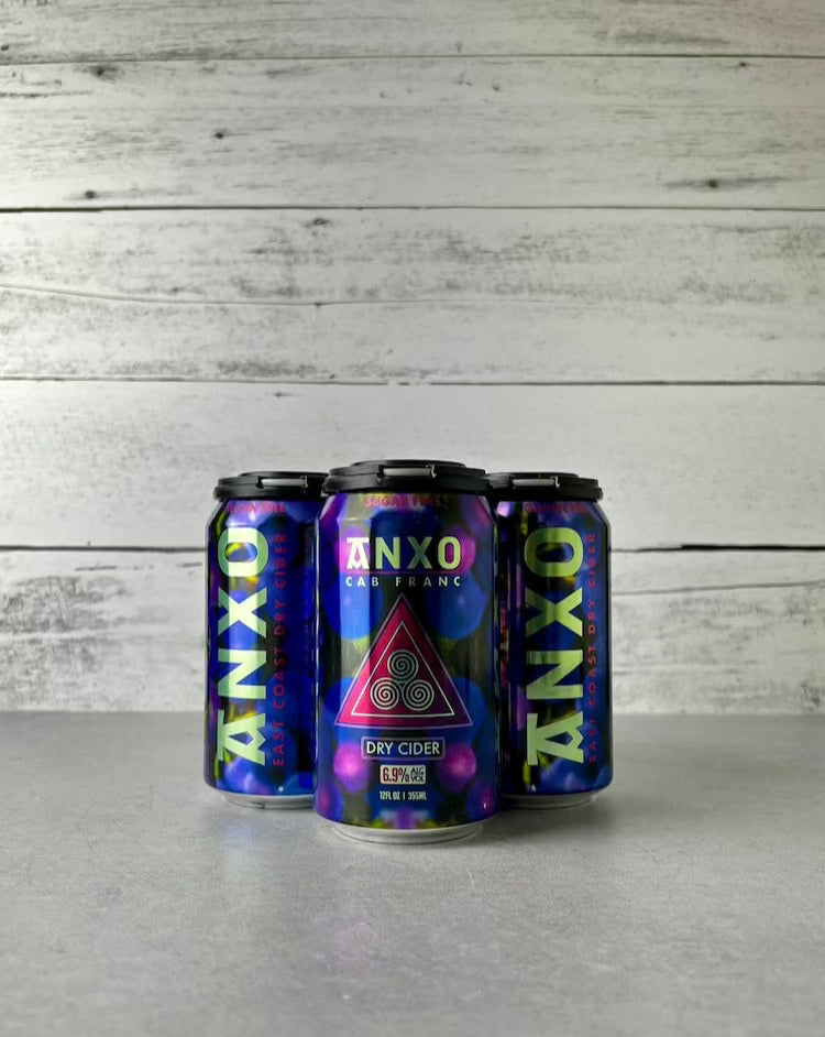 4-pack of 12 oz cans of Anxo Cab Franc Dry Cider coferment