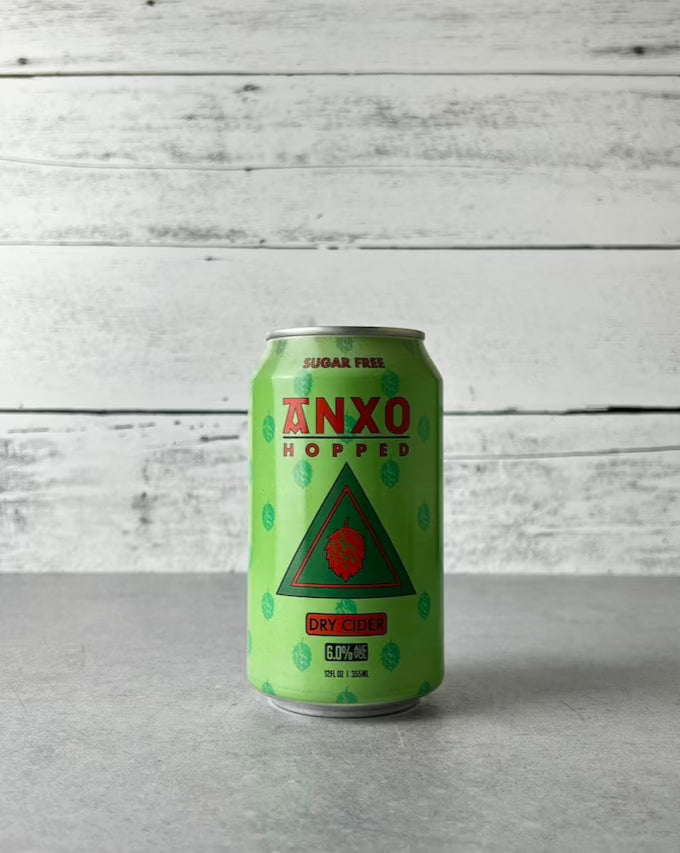 12 oz can of Anxo Hopped Dry Cider
