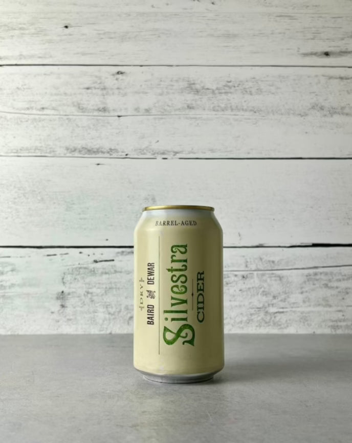 12 oz can of Baird & Dewar Silvestra Cider - Barrel-Aged Dry