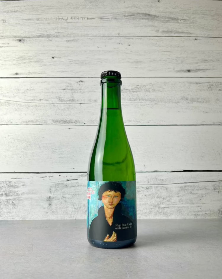 375 mL bottle of Botanist & Barrel Paw Paw Cider with Jasmine Tea