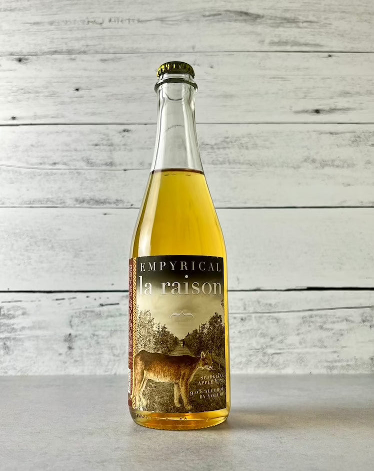 500 mL bottle of Empyrical la raison Sparkling Apple Wine with Washington State University cougar on label