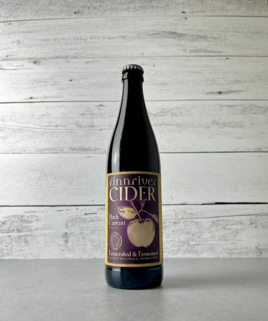 500 mL bottle of Finnriver Black Currant Cider