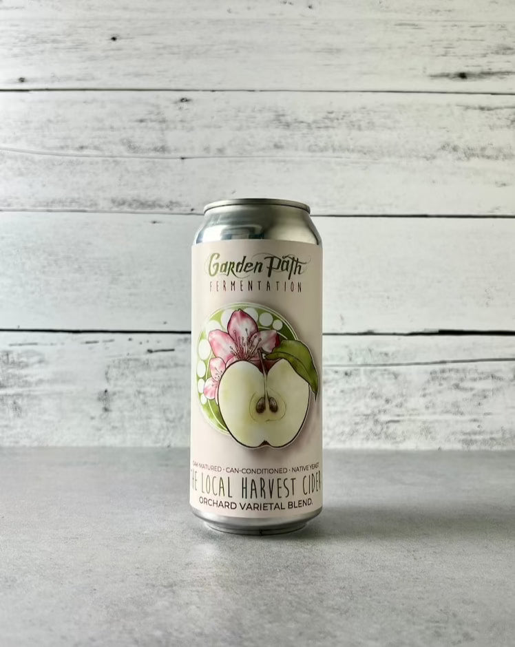 16 oz can of Garden Path Fermentation The Local Harvest Cider - Oak Matured - Can-Conditioned - Native Yeast - Orchard Varietal Blend