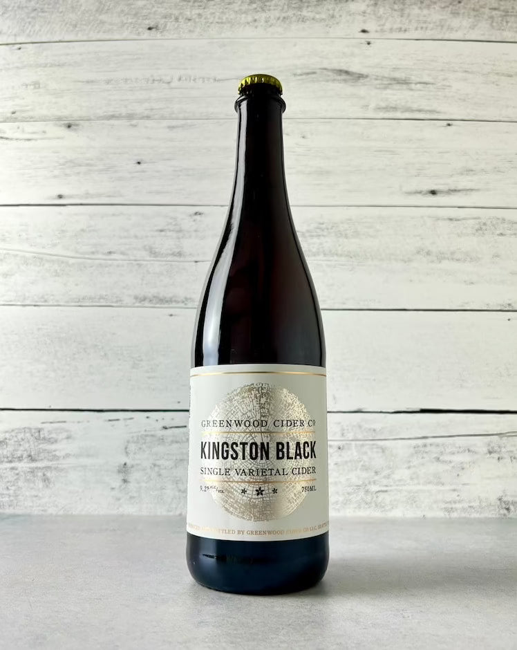 750 mL bottle of Greenwood Cider Kingston Black Single Varietal Cider