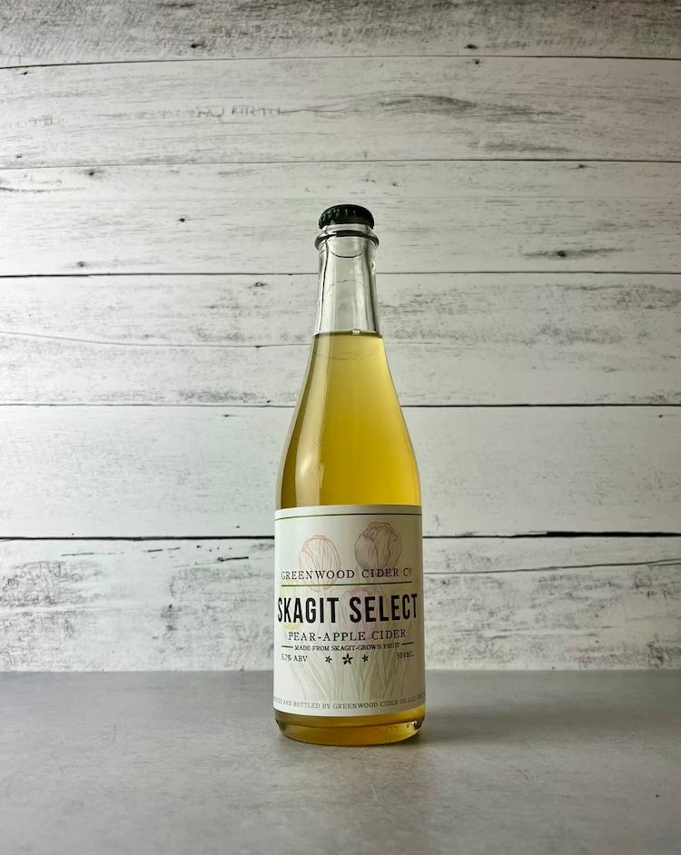500 mL bottle of Greenwood Cider Skagit Select 