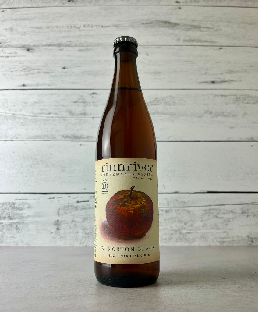Photo of a 500 mL bottle of Finnriver Cidermaker Series Kingston Black Single Varietal Cider