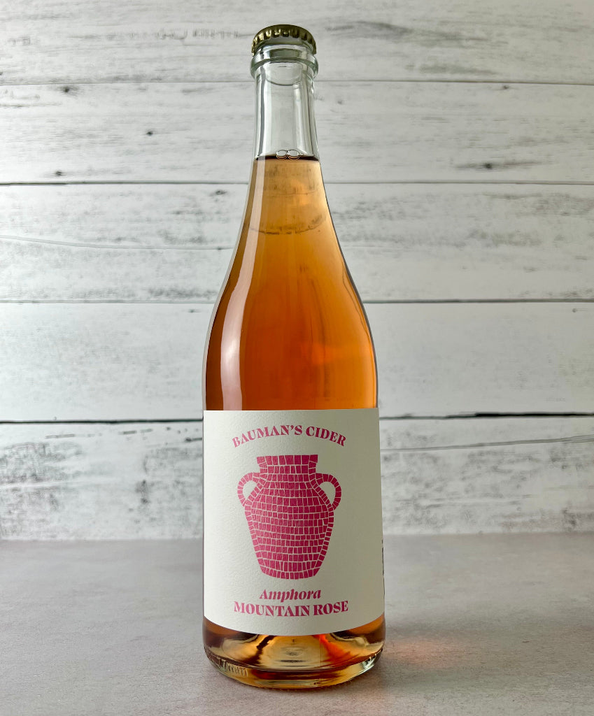 Photo of a 750 mL bottle of Bauman's Cider Amphora Mountain Rose cider