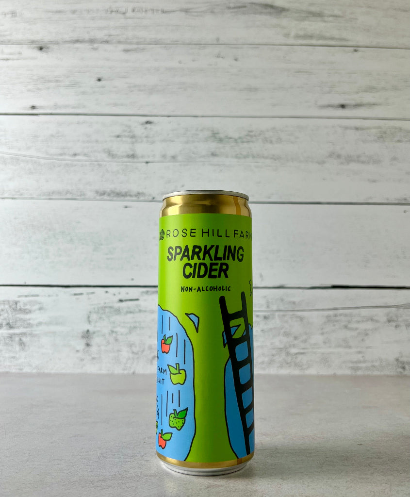 Photo of a 12 oz can of Rose Hill Farm Sparkling Cider Non-Alcoholic