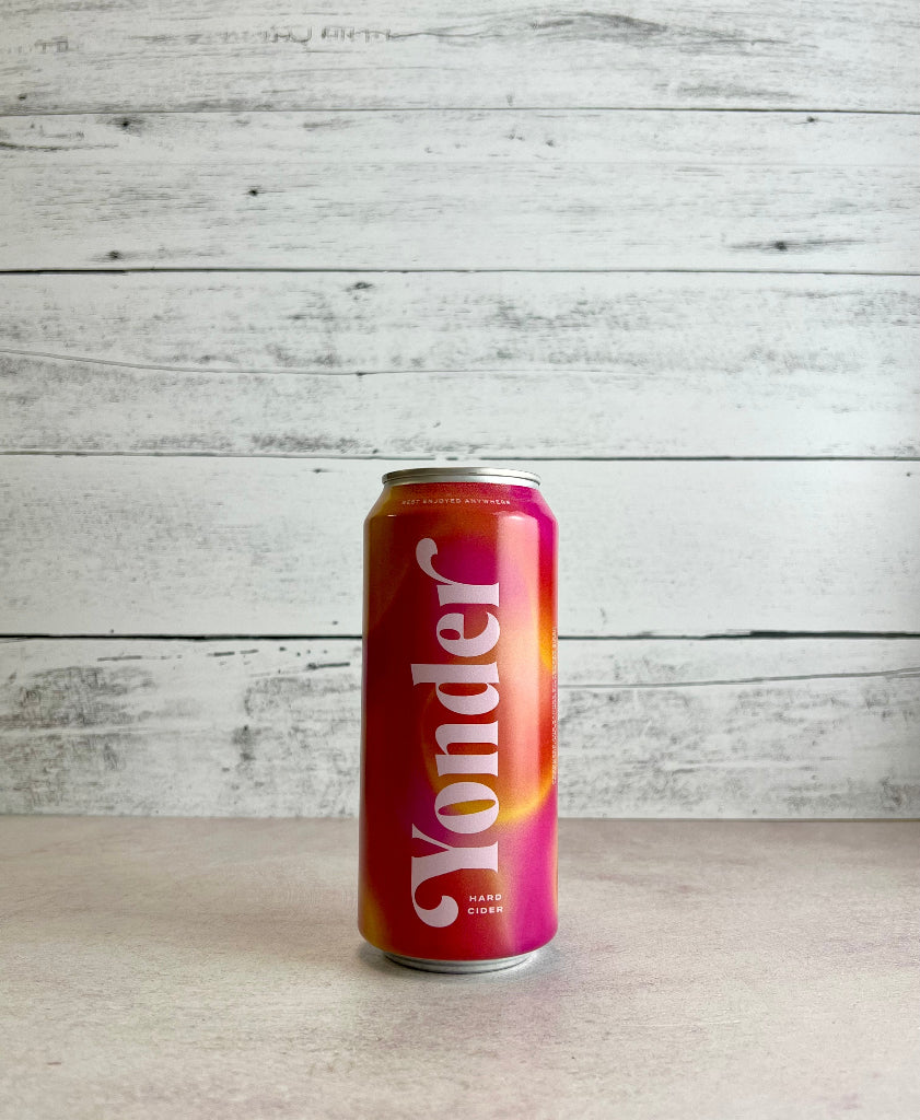 Photo of a 16 oz can of Yonder Rosé Hard Cider (front)