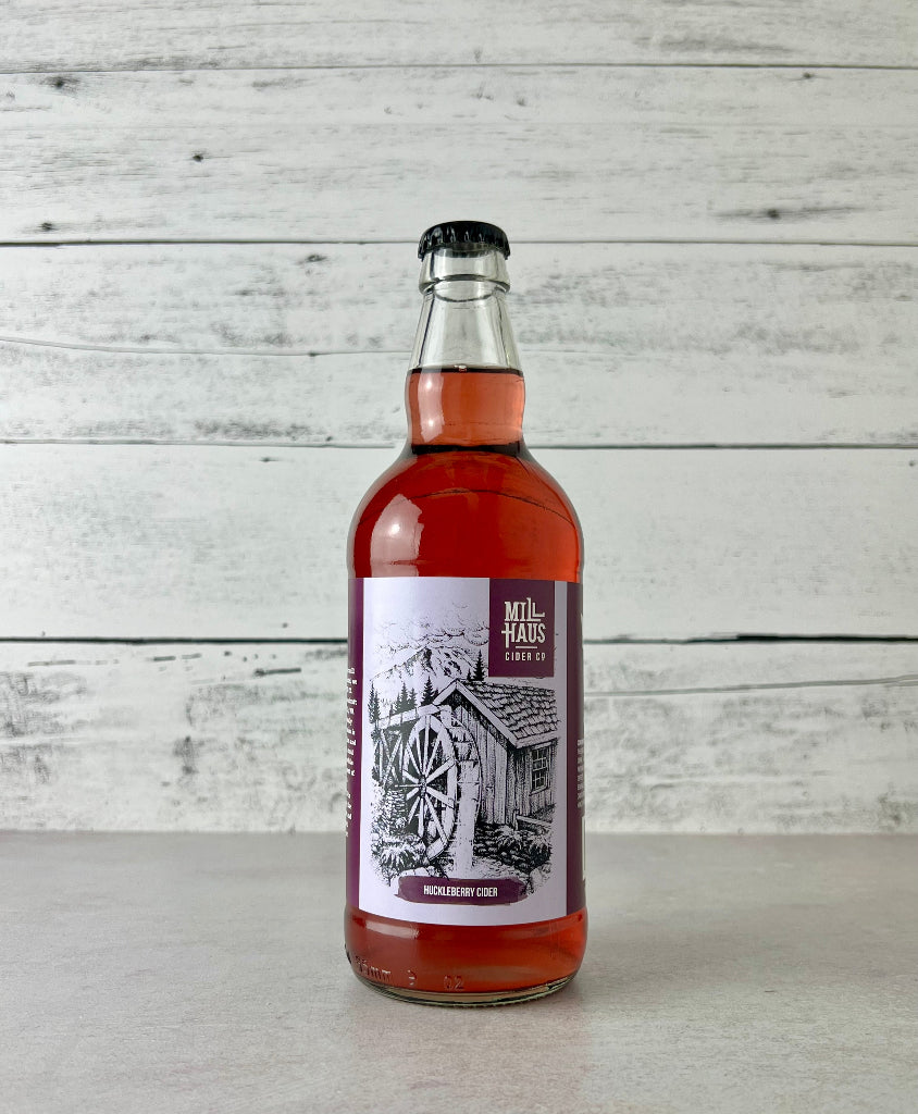 500 mL bottle of Mill Haus Cider - Huckleberry Cider