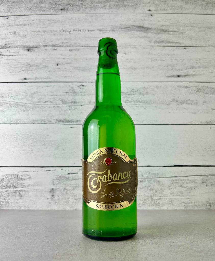 750 mL green glass bottle of Trabanco Sidra Natural cider