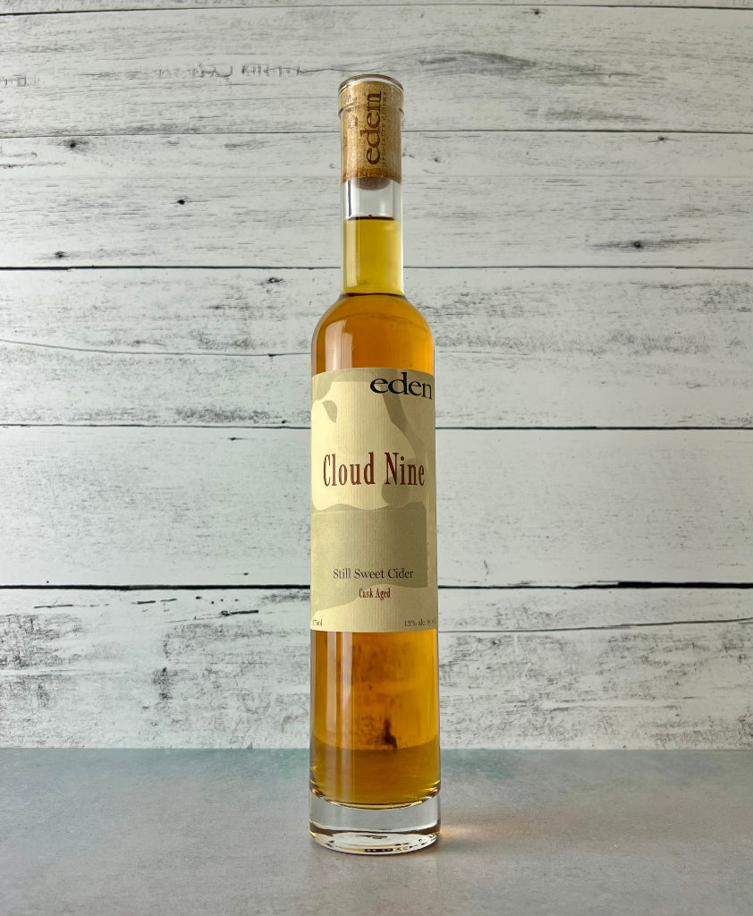 photo of a 375 mL tall skinny bottle of Eden Cloud Nine Still Sweet Cider Oak Aged