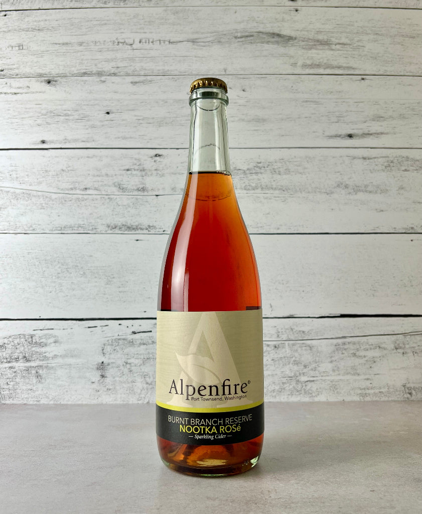 Photo of a 750 mL bottle of Alpenfire Cider Burnt Branch Reserve Nootka Rose Sparkling Cider