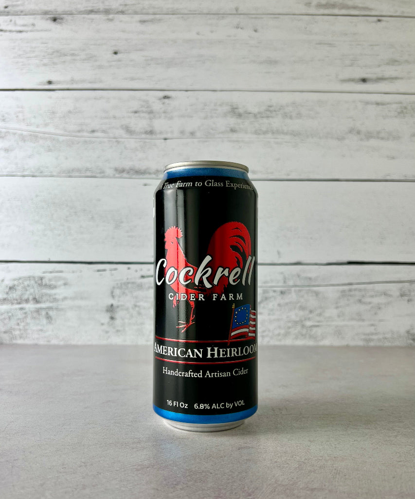 Photo of a 16 oz can of Cockrell Cider Farm American Heirloom Cider