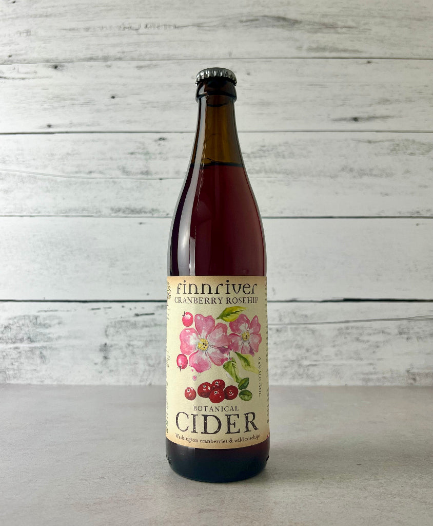 Photo of a 500 mL bottle of Finnriver Cranberry Rosehip Botanical Cider