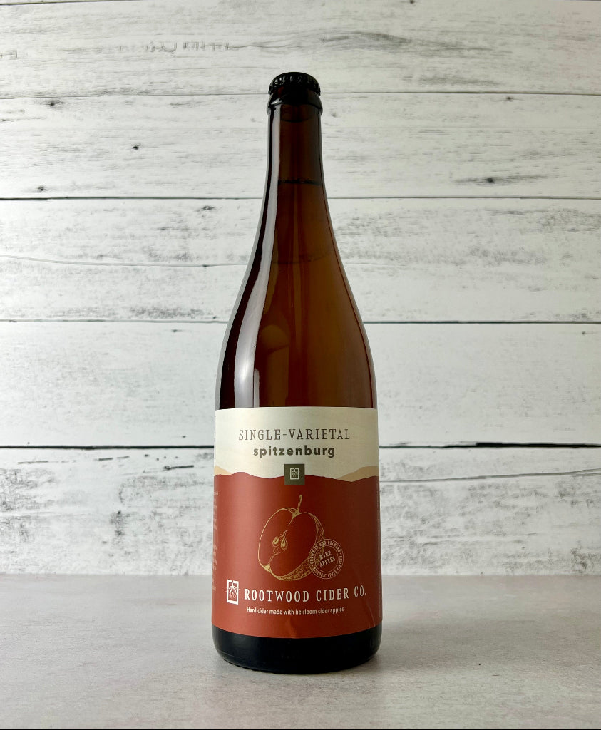 Photo of a 750 mL bottle of Rootwood Cider Single-Varietal Spitzenburg cider