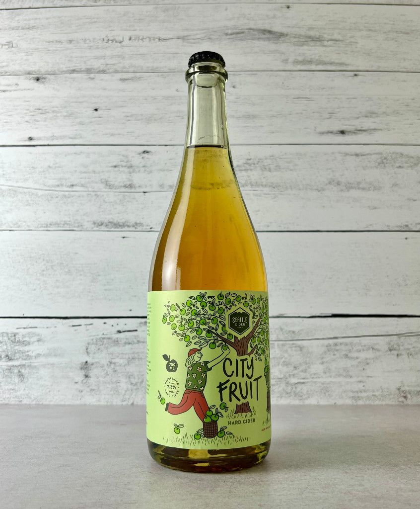 Photo of a 750 mL bottle of Seattle Cider City Fruit Hard Cider