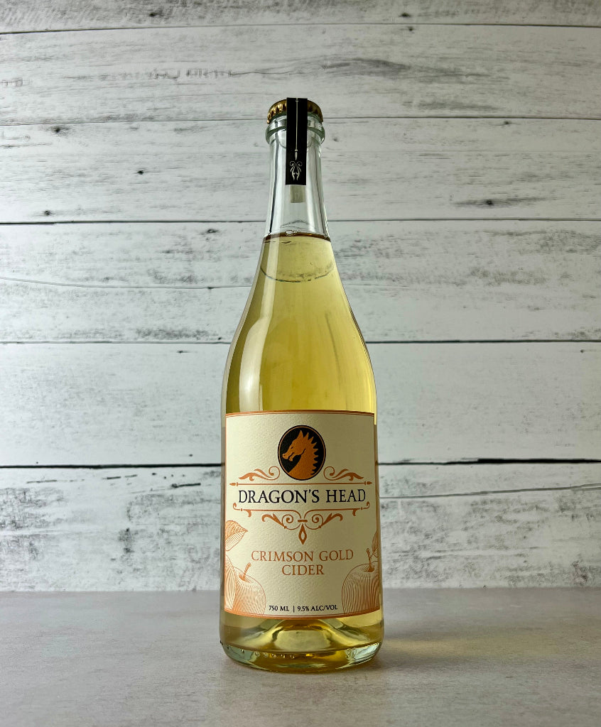 Photo of a 750 mL bottle of Dragon's Head Crimson Gold Cider