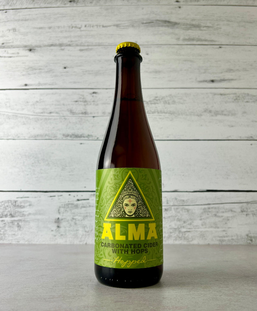 Photo of a 500 mL bottle of Alma Cider - Hopped - Carbonated Cider with Hops
