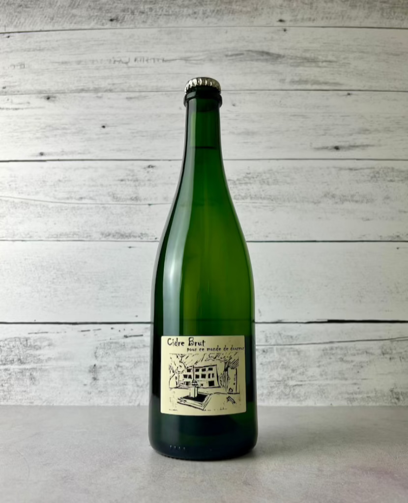 750 mL bottle of La Mason des Petits l'Ardeche Cider, with label name of "Cidre Brut pour ce monde de douceur"
