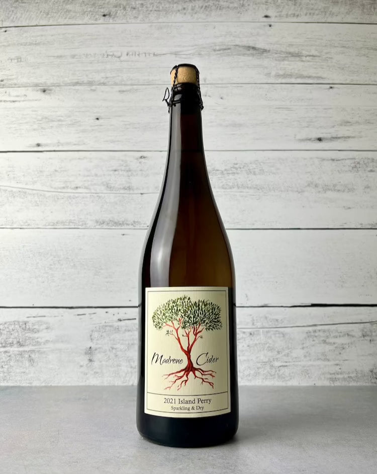 750 mL bottle of Madrone Cider 2021 Island Perry sparkling & dry cider