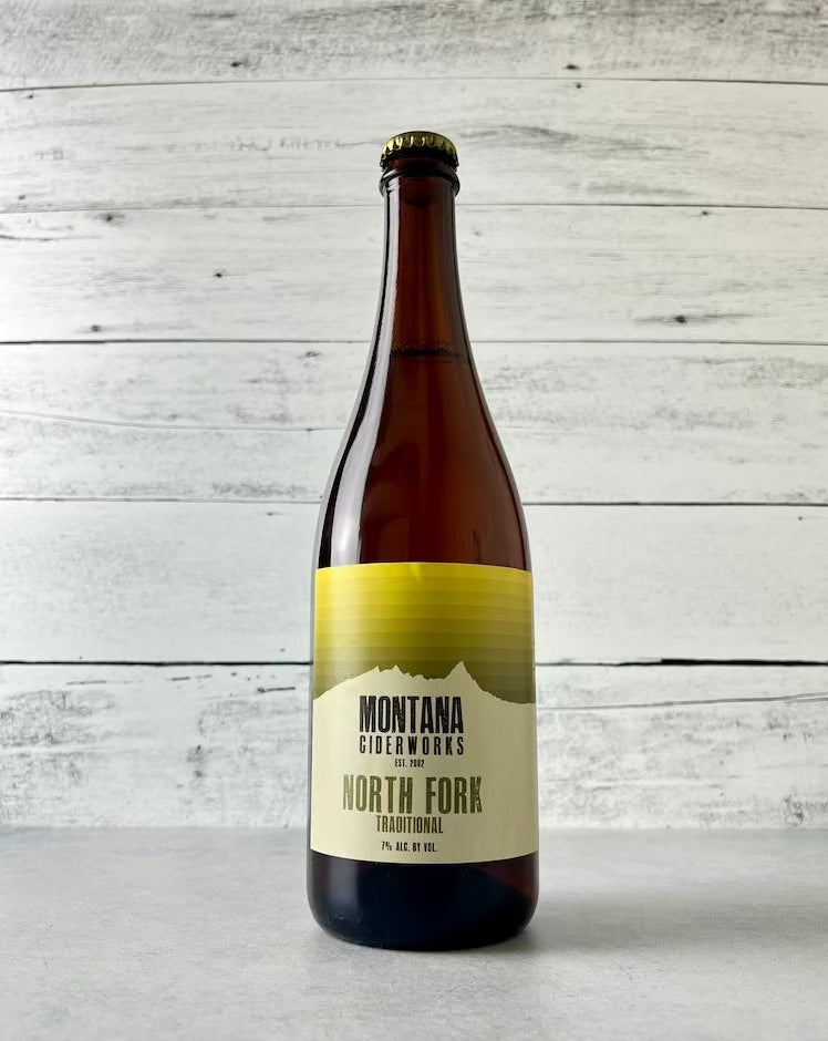 750 mL bottle of Montana Ciderworks North Fork Traditional cider