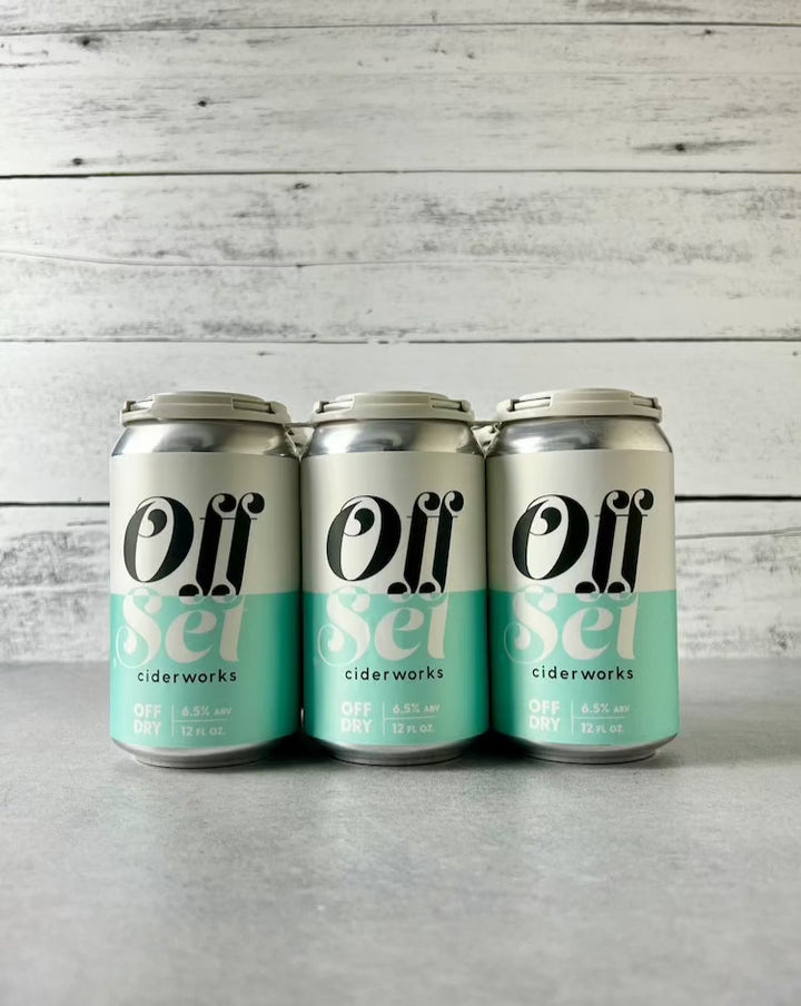6-pack of 12 oz cans of OffSet Ciderworks Off Dry cider