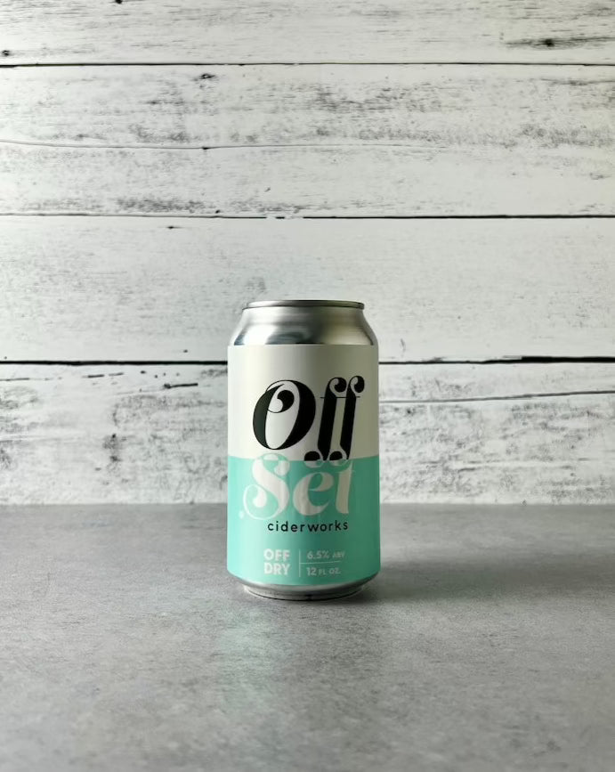 12 oz can of OffSet Ciderworks Off Dry cider