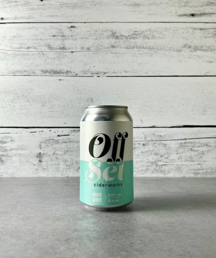 12 oz can of OffSet Ciderworks Off Dry cider