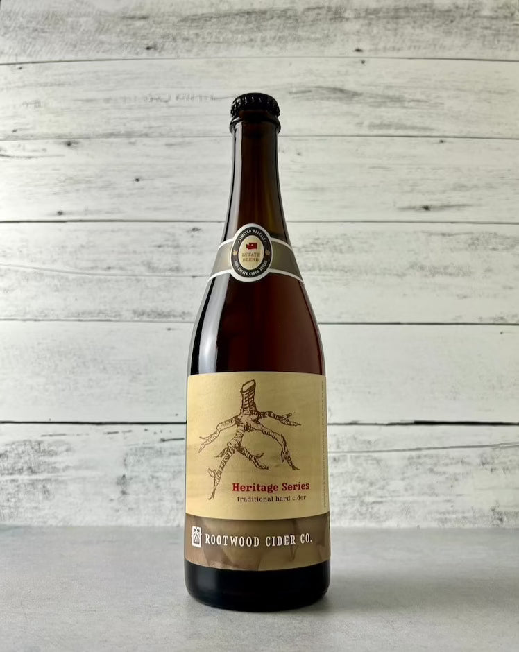 750 mL bottle of Rootwood Cider Heritage Series traditional hard cider - Estate Blend
