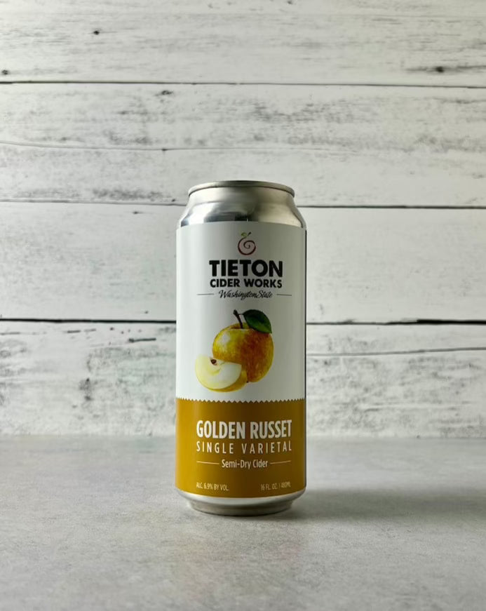 16 oz can of Tieton Cider Works Golden Russet Single Varietal - Semi-Dry Cider