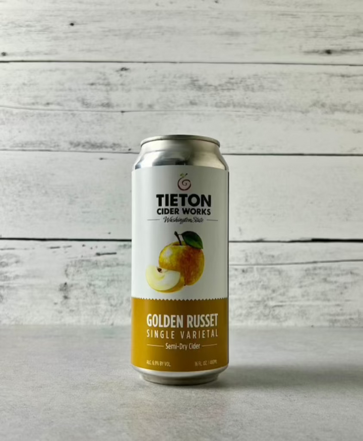 16 oz can of Tieton Cider Works Golden Russet Single Varietal - Semi-Dry Cider