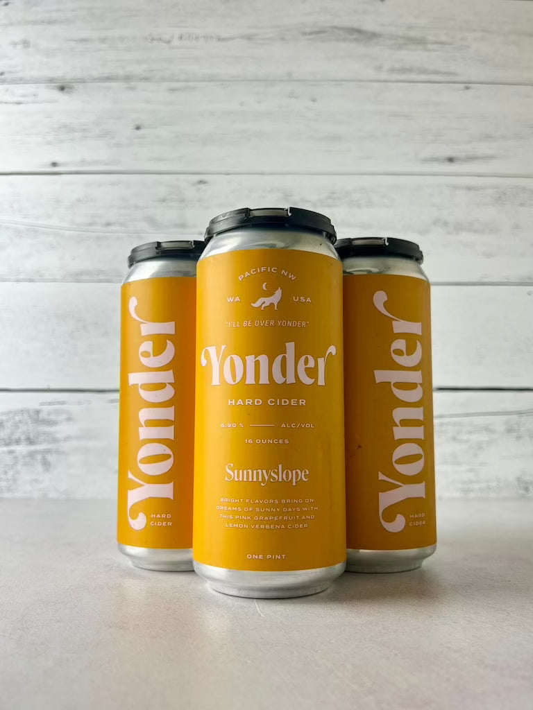 4-pack of 16 oz can of Yonder Hard Cider Sunnyslope