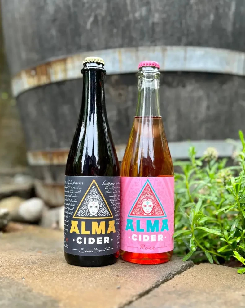 Two 500 mL bottles of Alma Cider - Semi-Sweet and Rosé