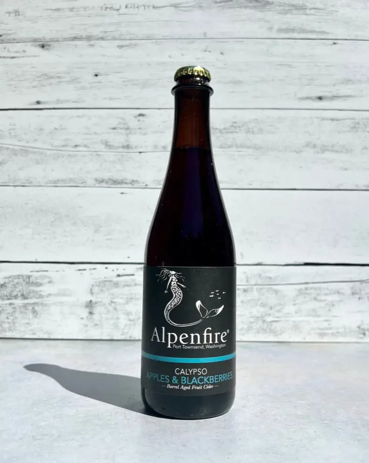 500 mL bottle of Alpenfire Calypso Apples & Blackberries - Barrel Aged Fruit Cider