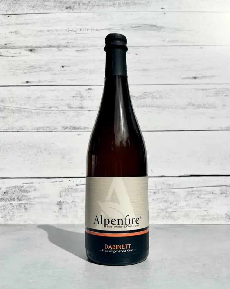 750 mL bottle of Alpenfire Dabinett Estate Single Varietal Cider